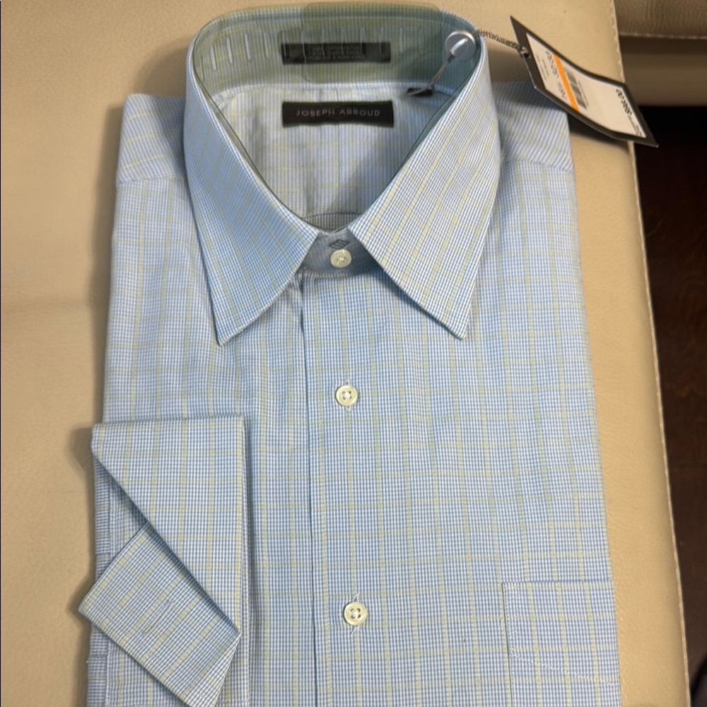 Joseph Abboud Sky Blue Checkered Dress Shirt